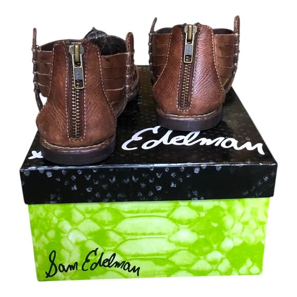 Sam Edelman Galina Coffee Bean Zip Back Leather Gladiator Sandals Womens Sz 7.5M - Picture 9 of 12